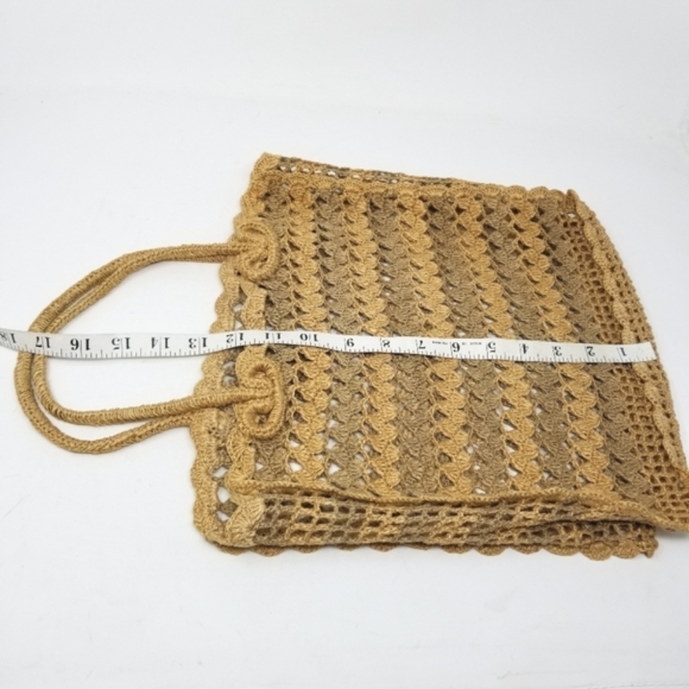 Crochet Tote Shoulder Bag Tote Open Weave Natural Double Handle Produce Beach - Picture 7 of 7